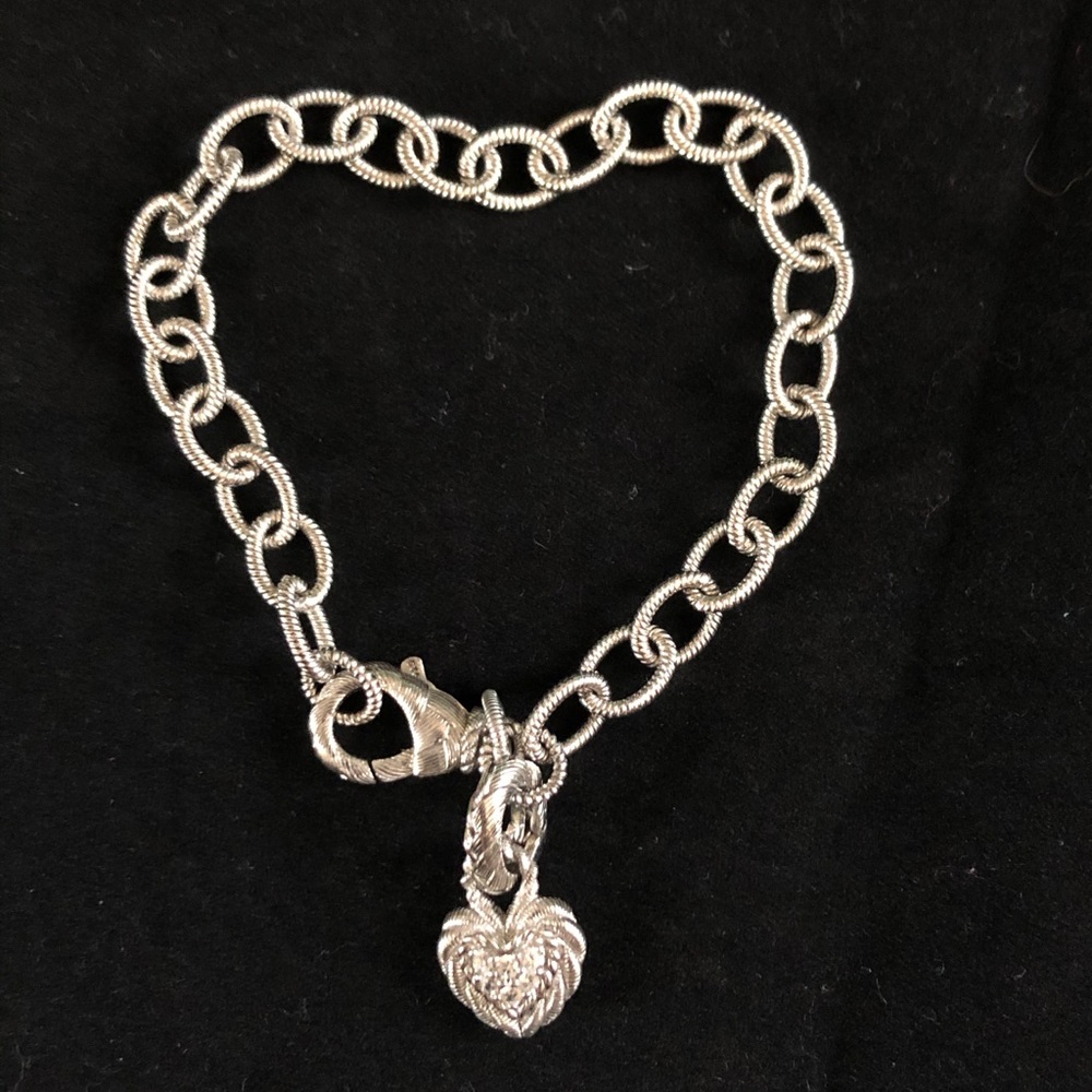 Judith Ripka Bracelet Sterling Silver Heart Charm